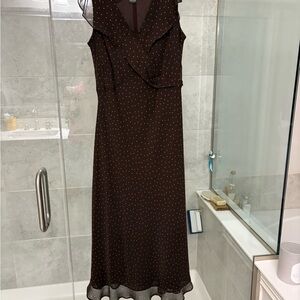 Harold's Brown Midi Dress with Polka Dots